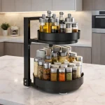 2 TIER ROTATABLE SPICE RACK | KITCHEN ORGANIZER | CONDIMENT RACK - Image 4
