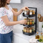 ONE TIER LAZY SUSAN ROTATABLE RACK, ONE LAYER ROTATABLE SQUARE SHAPE RACKS - Image 5