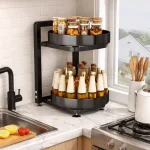 2 TIER ROTATABLE SPICE RACK | KITCHEN ORGANIZER | CONDIMENT RACK