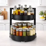 2 TIER ROTATABLE SPICE RACK | KITCHEN ORGANIZER | CONDIMENT RACK - Image 5