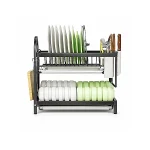 2 LAYER KITCHEN DISH RACK WITH UTENSIL AND CUTTING BOARD HOLDER, STAINLESS STEEL DISH RACK WITH WATER DRAIN TRAY - Image 7