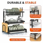 3 LAYER KITCHEN DISH RACK WITH UTENSIL AND CUTTING BOARD HOLDER, STAINLESS STEEL DISH RACK WITH WATER DRAIN TRAY - Image 3