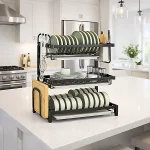3 LAYER KITCHEN DISH RACK WITH UTENSIL AND CUTTING BOARD HOLDER, STAINLESS STEEL DISH RACK WITH WATER DRAIN TRAY - Image 7