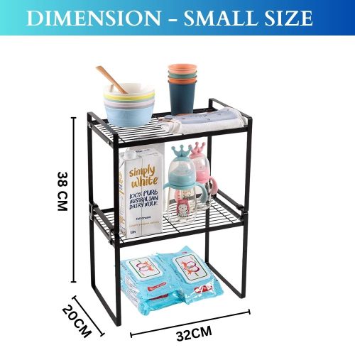 2 LAYER KITCHEN COUNTER RACK – METAL STORAGE SHELF, PANTRY ORGANIZER, COUNTERTOP SPICE RACK, MULTIPURPOSE KITCHEN SHELF, undercabinet rack - Image 2