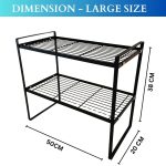 2 LAYER KITCHEN COUNTER RACK – METAL STORAGE SHELF, PANTRY ORGANIZER, COUNTERTOP SPICE RACK, MULTIPURPOSE KITCHEN SHELF, undercabinet rack - Image 3