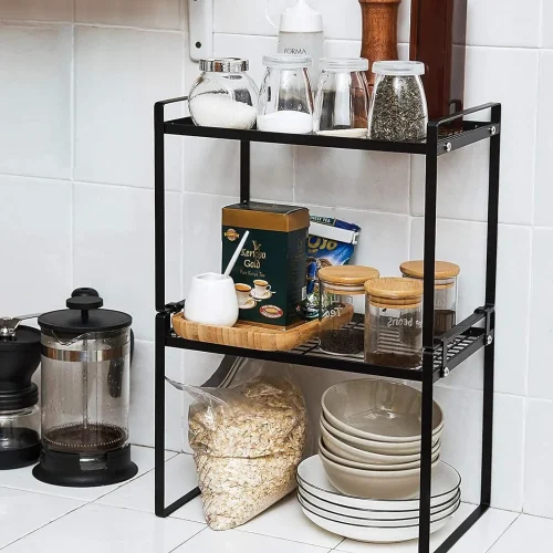 2 layer kitchen counter rack, kitchen organizer rack Sri Lanka, countertop spice rack Sri Lanka, metal kitchen shelf Sri Lanka, pantry organizer rack Sri Lanka