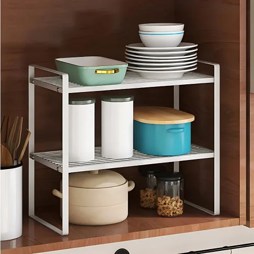 2 Layer White Kitchen Counter Rack | Under Cabinet Rack Sri Lanka