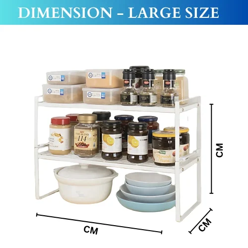 2 Layer White Kitchen Counter Rack | Under Cabinet Rack Sri Lanka