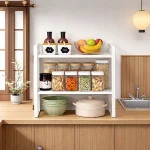 2 TIER DRAWER KITCHEN COUNTER RACK – UNDER CABINET RACK, SPICE STORAGE SHELF, CABINET DIVIDER, MULTIPURPOSE KITCHEN ORGANIZER - Image 4