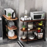 3 LAYER STORAGE RACK, WALL NUT COLOUR, MULTIFUNCTION TABLE, MICROWAVE AND OVEN RACK