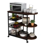 3 LAYER STORAGE RACK, WALL NUT COLOUR, MULTIFUNCTION TABLE, MICROWAVE AND OVEN RACK