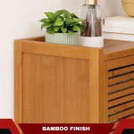 Bamboo Finish Shoe Cabinet, 3 Door Wooden Shoe Storage Cabinet with Magnetic Lock - Image 3