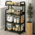4 TIER BENDED SHAPE MULTIFUNCTIONAL RACK, MICROWAVE CART AND TROLLEY FOR HOME AND OFFICE - Image 9