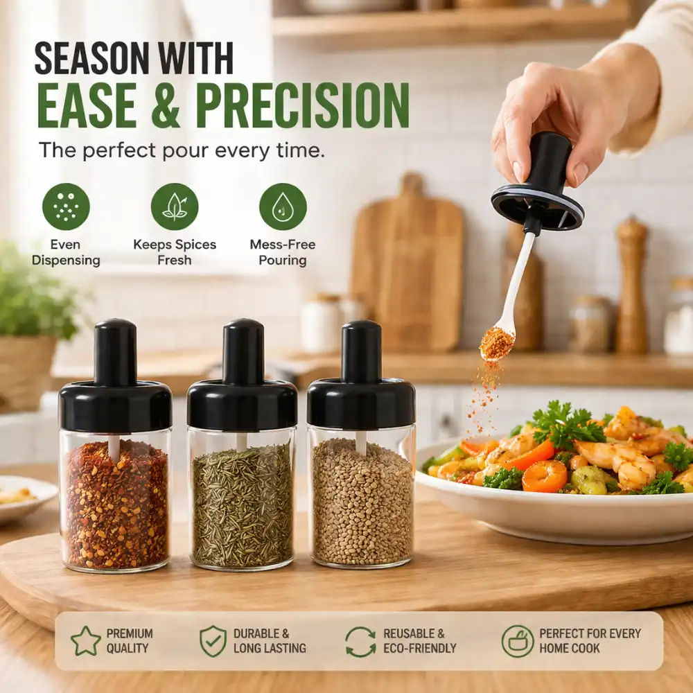 GLASS SEASONING BOTTLES, 250ML SPICE BOTTLES, SPICE BOTTLES WITH SPOONS, SPICE STORAGE SEASONING BOTTLES (bottles and spoons only) GLASS SEASONING BOTTLES, 250ML SPICE BOTTLES, SPICE BOTTLES WITH SPOONS, SPICE STORAGE SEASONING BOTTLES (bottles and spoons only) - Image 1