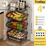 MULTIPURPOSE 4 LAYER KITCHEN STORAGE RACK, 4 TIER ROLLING RACK, FRUIT STORAGE RACK, TRY IT FROM THE BEST PROVIDER