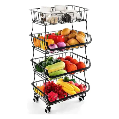 MULTIPURPOSE 4 LAYER KITCHEN STORAGE RACK, 4 TIER ROLLING RACK, FRUIT STORAGE RACK, TRY IT FROM THE BEST PROVIDER