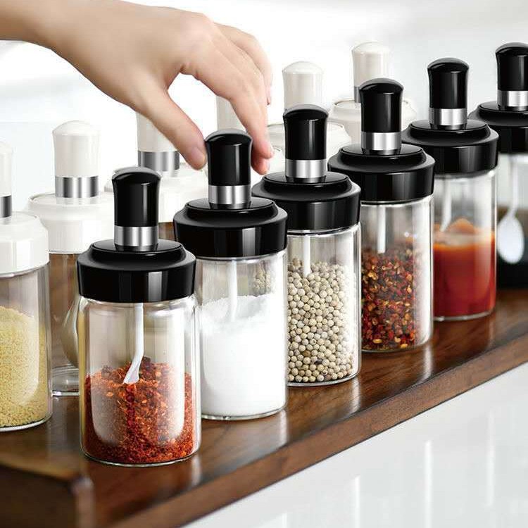 Condiment Jar Utensils with Spoons Jar Case Spice Container Set