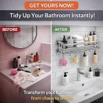 SUS 201 STAINLESS STEEL 2 LAYER RACK, BATHROOM STORAGE RACK, WALL MOUNTED BATHROOM RACK - Image 8