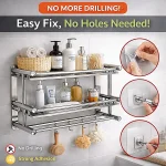 SUS 201 STAINLESS STEEL 3 LAYER RACK, BATHROOM STORAGE RACK, WALL MOUNTED BATHROOM RACK - Image 5