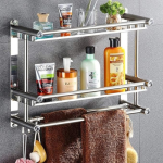 SUS 201 STAINLESS STEEL 3 LAYER RACK, BATHROOM STORAGE RACK, WALL MOUNTED BATHROOM RACK