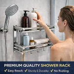 SUS 201 STAINLESS STEEL 3 LAYER RACK, BATHROOM STORAGE RACK, WALL MOUNTED BATHROOM RACK - Image 6