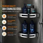 304 STAINLESS STEEL CORNER RACK, CHROME FINISH RACK,  BATHROOM SHOWER CADDY - 1 PIECE - Image 3