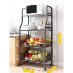 4 TIER BENDED SHAPE MULTIFUNCTIONAL RACK, MICROWAVE CART AND TROLLEY