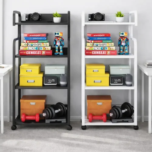 4 TIER BENDED SHAPE MULTIFUNCTIONAL RACK, MICROWAVE CART AND TROLLEY FOR HOME AND OFFICE