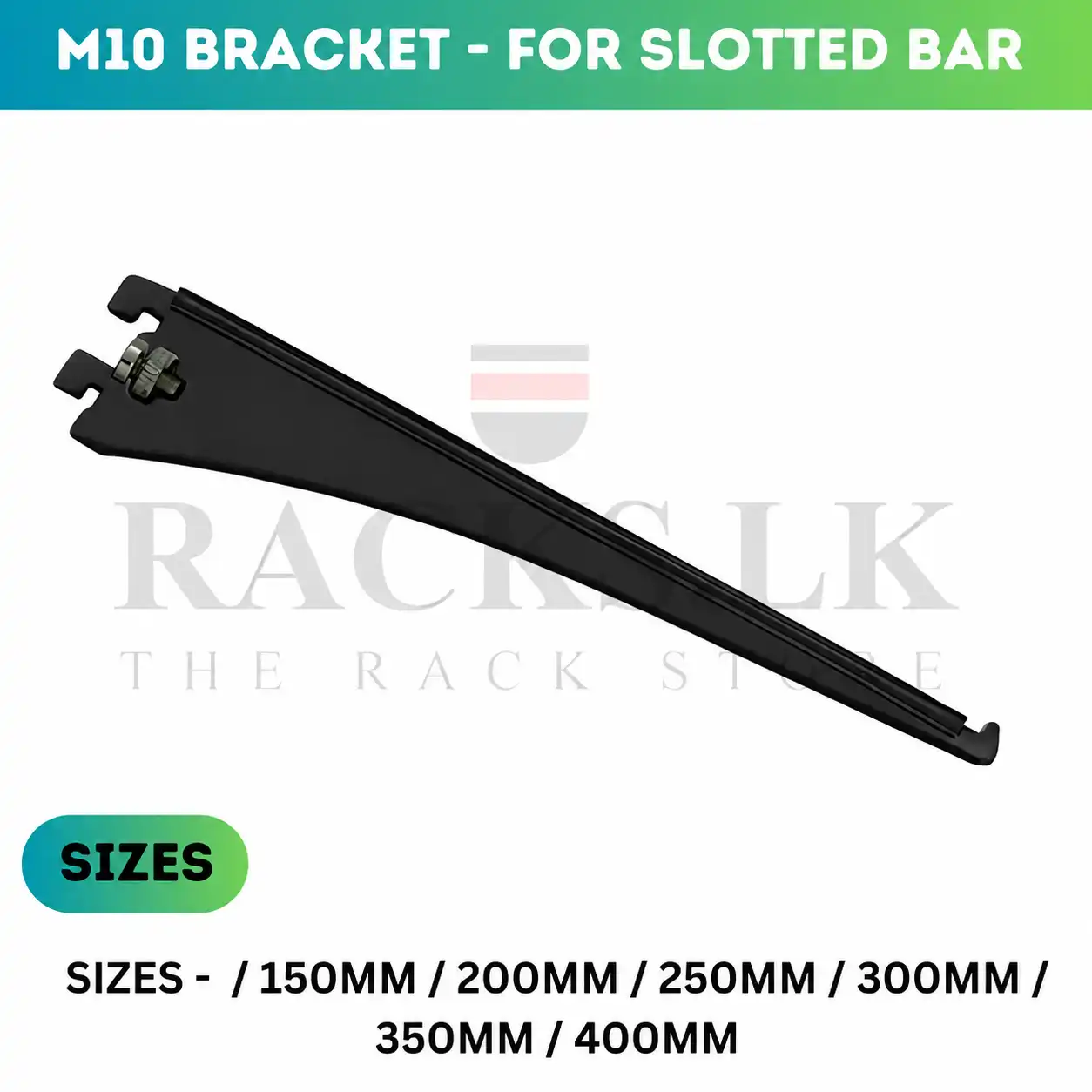 bracket Display Storage Shelf Bracket, A1 Rack Bar Bracket, M10 Bracket, Slotted Wall Bracket - ( Black Colour ) - Image 1