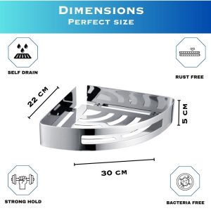 201 STAINLESS STEEL CORNER RACK, BATHROOM CORNER RACK, BATHROOM SHOWER CADDY.