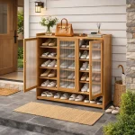 WOOD SHOE RACK WITH 7 TIER STORAGE SHELF - BAMBOO SHOE ORGANIZER - Image 3