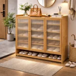 WOOD SHOE RACK WITH 7 TIER STORAGE SHELF - BAMBOO SHOE ORGANIZER - Image 4