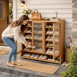WOOD SHOE RACK WITH 7 TIER STORAGE SHELF - BAMBOO SHOE ORGANIZER - Image 5