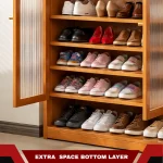 WOOD SHOE RACK WITH 7 TIER STORAGE SHELF - BAMBOO SHOE ORGANIZER - Image 6