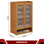 SHOE STORAGE CABINET WITH TRANSPARENT DOORS - 7 TIER BAMBOO WOOD SHOE RACK - Image 2