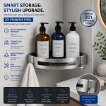 201 STAINLESS STEEL CORNER RACK, BATHROOM CORNER RACK, BATHROOM SHOWER CADDY - Image 3
