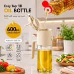 Premium 600ml 2-in-1 Glass Oil Dispenser & Sprayer – Pour and Spray Oil Bottle - Image 2