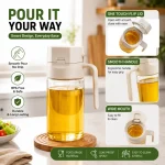 Premium Glass Oil Dispenser Bottle | Leak-Proof Oil Pour Bottle for Kitchen (350ml / 580ml)