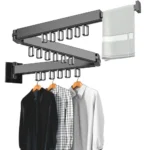 WALL MOUNT SINGLE FOLDING CLOTH DRYING RACK, WITH 18 HANGING HOOKS, HIGHLY DURABLE ALUMINIUM CLOTH RACK