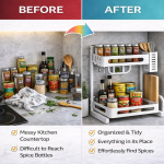 2 LAYER KITCHEN SPICE RACK, WITH KNIFE SPOON AND CUTTING BOARD HOLDER, KITCHEN ORGANIZER - Image 3