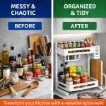 2 LAYER KITCHEN SPICE RACK, WITH KNIFE SPOON AND CUTTING BOARD HOLDER, KITCHEN ORGANIZER - Image 8