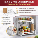 2 LAYER KITCHEN SPICE RACK, WITH KNIFE SPOON AND CUTTING BOARD HOLDER, KITCHEN ORGANIZER - Image 8