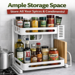 2 LAYER KITCHEN SPICE RACK, WITH KNIFE SPOON AND CUTTING BOARD HOLDER, KITCHEN ORGANIZER