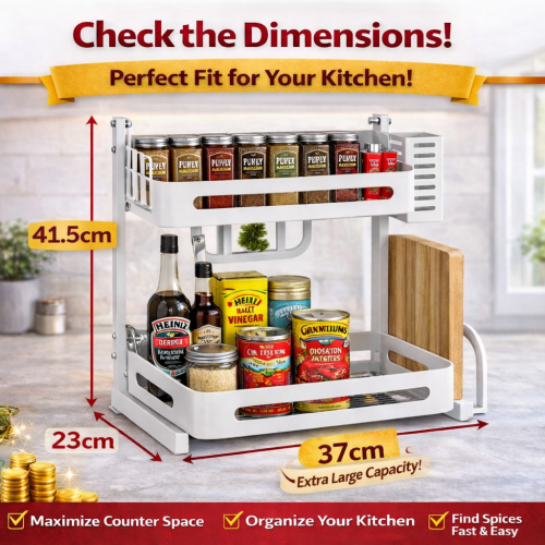 2 Layer Kitchen Spice Rack organizer | racks.lk