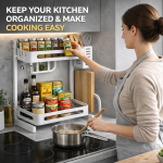 2 LAYER KITCHEN SPICE RACK, WITH KNIFE SPOON AND CUTTING BOARD HOLDER, KITCHEN ORGANIZER - Image 6