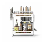 2 LAYER KITCHEN SPICE RACK, WITH KNIFE SPOON AND CUTTING BOARD HOLDER, KITCHEN ORGANIZER - Image 6