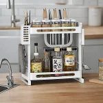 2 LAYER KITCHEN SPICE RACK, WITH KNIFE SPOON AND CUTTING BOARD HOLDER, KITCHEN ORGANIZER - Image 5