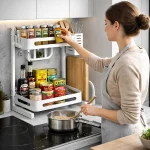 2 LAYER KITCHEN SPICE RACK, WITH KNIFE SPOON AND CUTTING BOARD HOLDER, KITCHEN ORGANIZER - Image 10