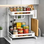 2 LAYER KITCHEN SPICE RACK, WITH KNIFE SPOON AND CUTTING BOARD HOLDER, KITCHEN ORGANIZER - Image 5