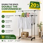 CLOTH HANGING RACK, 2 SEPARATE IRON STEEL RETRACTABLE RACK, STAINLESS STEEL RACK